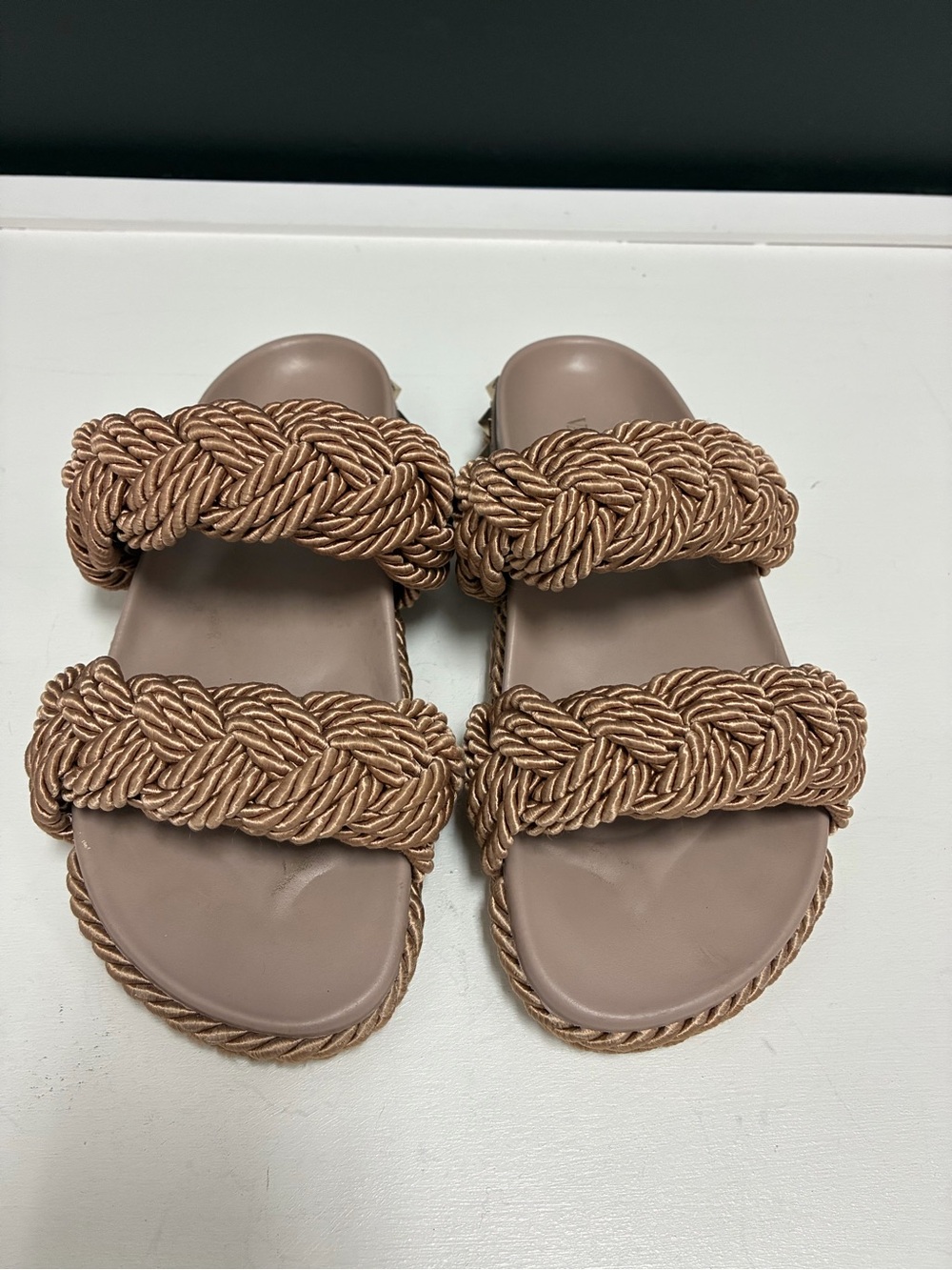 Authentic Valentino Rockstud Torchion Braided Rope Slide Sandals or Espedrillas